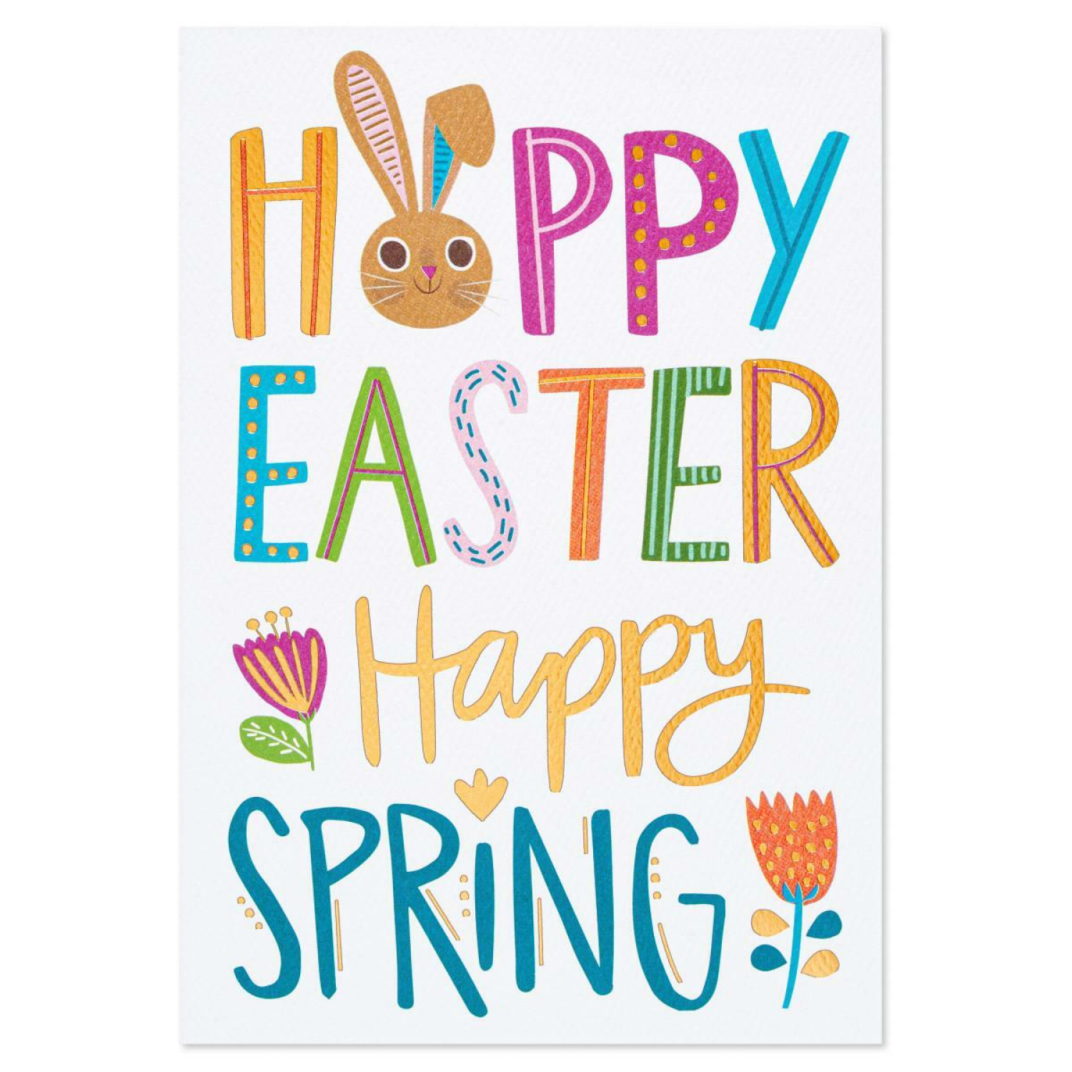 slide 2 of 5, Carlton Cards Bunny Lettering Easter Card Yellow/Pink, 1 ct
