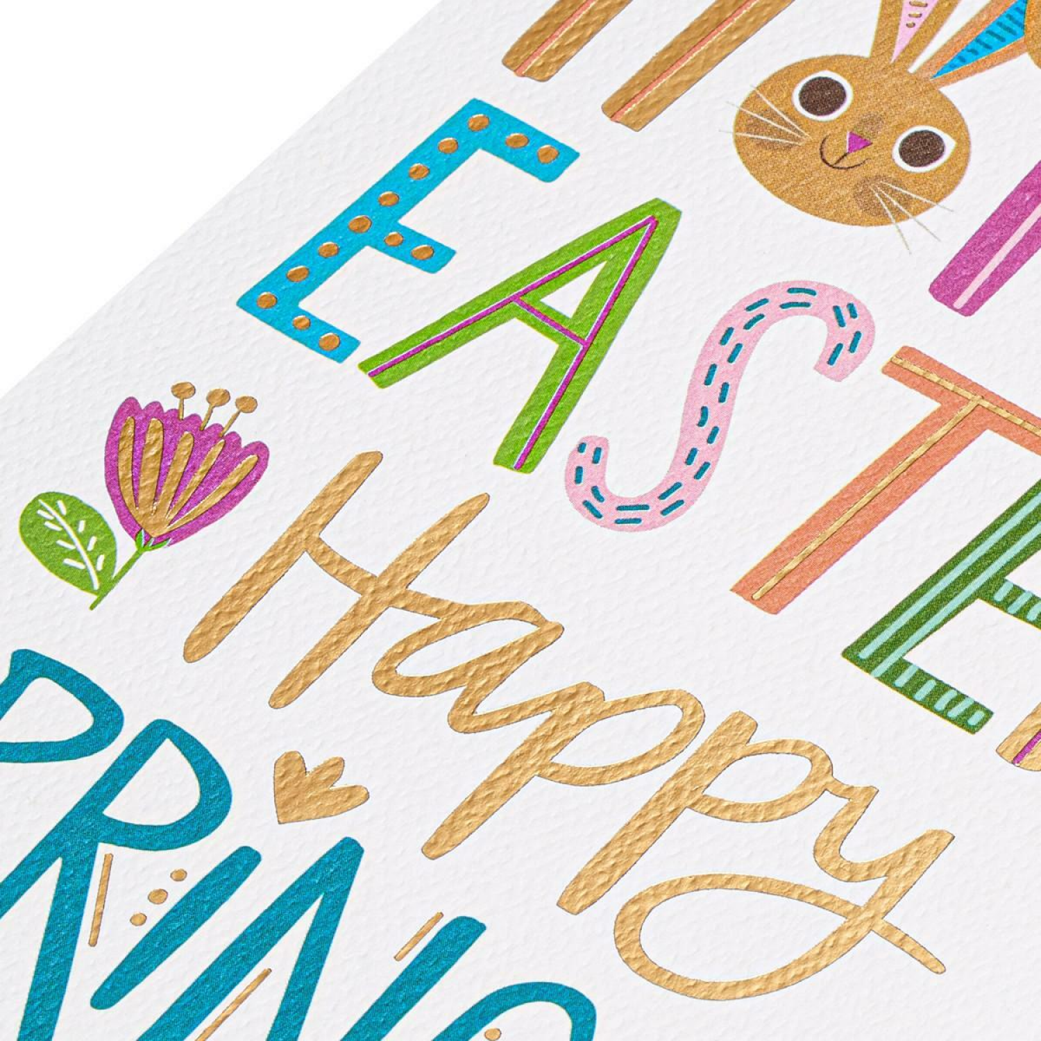 slide 3 of 5, Carlton Cards Bunny Lettering Easter Card Yellow/Pink, 1 ct