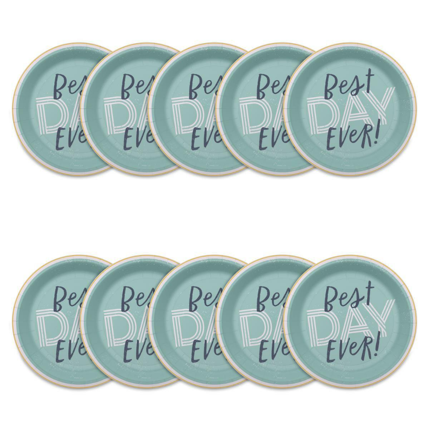 slide 2 of 3, American Greetings Paper Plates Best Day Ever on Green, 10 ct