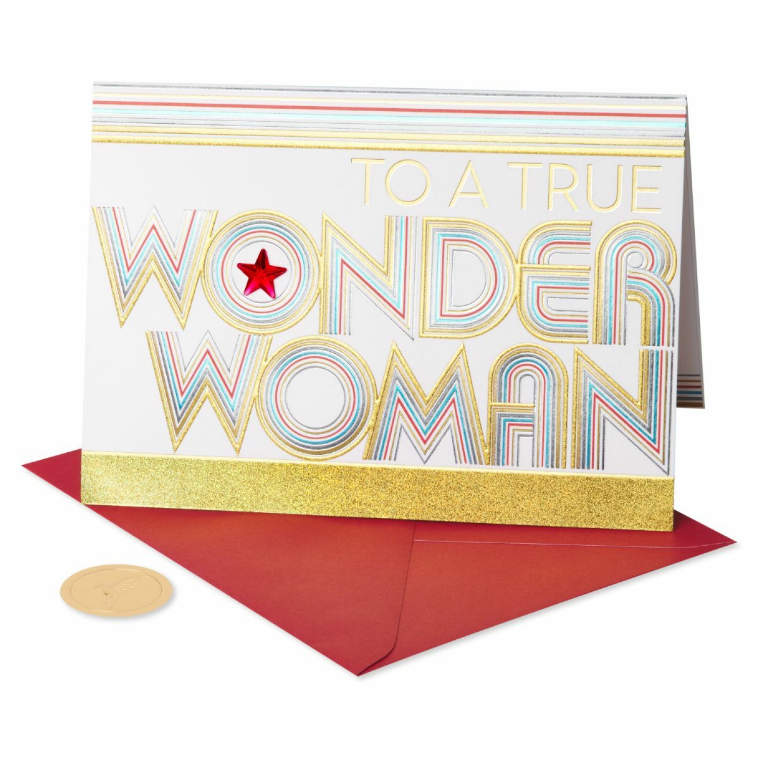 slide 4 of 4, Papyrus Wonder Woman Greeting Card 1 ea, 1 ct