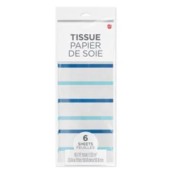 American Greetings White with Blue Stripes Gift Wrap Tissue Paper, 6 ct