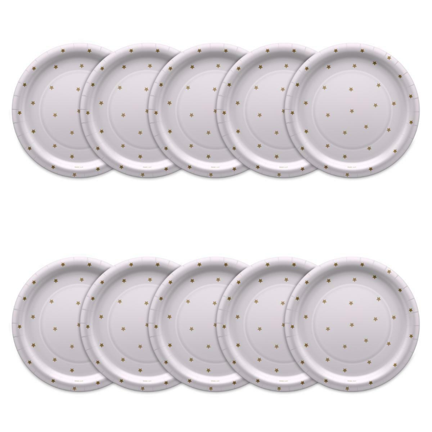 slide 2 of 3, American Greetings Paper Plates Gold Stars On White, 10 ct