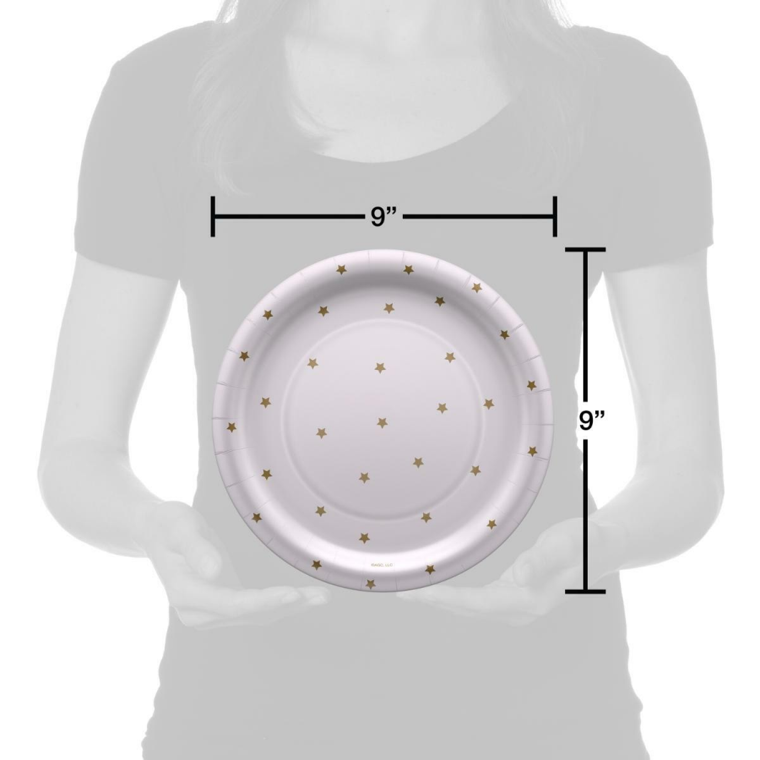 slide 3 of 3, American Greetings Paper Plates Gold Stars On White, 10 ct