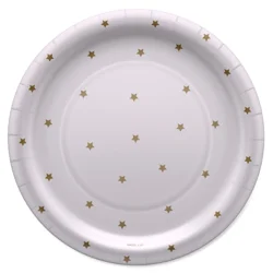 American Greetings Paper Plates Gold Stars On White