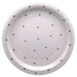 American Greetings Paper Plates Gold Stars On White