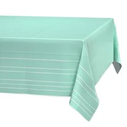 American Greetings Plastic Table Cover - Green With White Striped