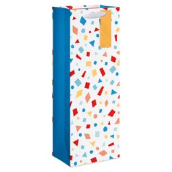 American Greetings Multi-color Confetti White Beverage Gift Bag with Hang Tag