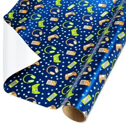American Greetings Video Game Icons Foil Wrapping Paper, 15 sq. ft.
