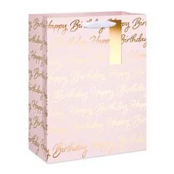 American Greetings Large Pink Birthday Gift Bag for Her with Gold Hang Tag
