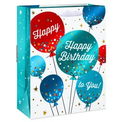 American Greetings Balloons Large White Birthday Gift Bag,