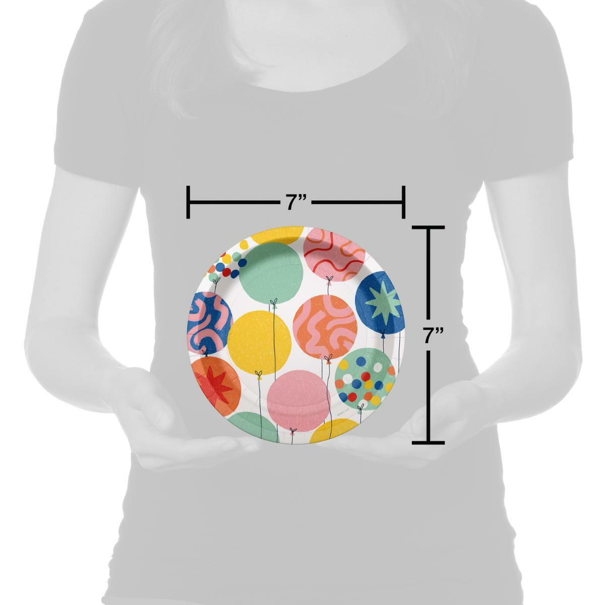 slide 2 of 3, American Greetings 10-Count 7" Paper Plates, Multicolored Balloons, 7 in