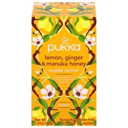 Pukka Organic Naturally Caffeine-Free Everyday Wellness Lemon, Ginger & Manuka Honey Herbal Tea 20 Sachets