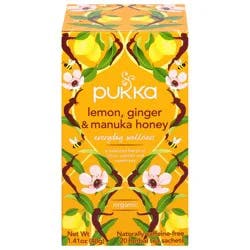 Pukka Organic Naturally Caffeine-Free Everyday Wellness Lemon, Ginger & Manuka Honey Herbal Tea 20 Sachets