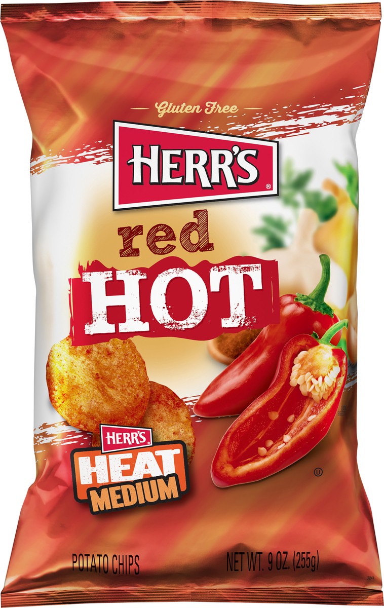 slide 5 of 7, Herr's Heat Medium Red Hot Potato Chips 9 oz Bag, 9 oz