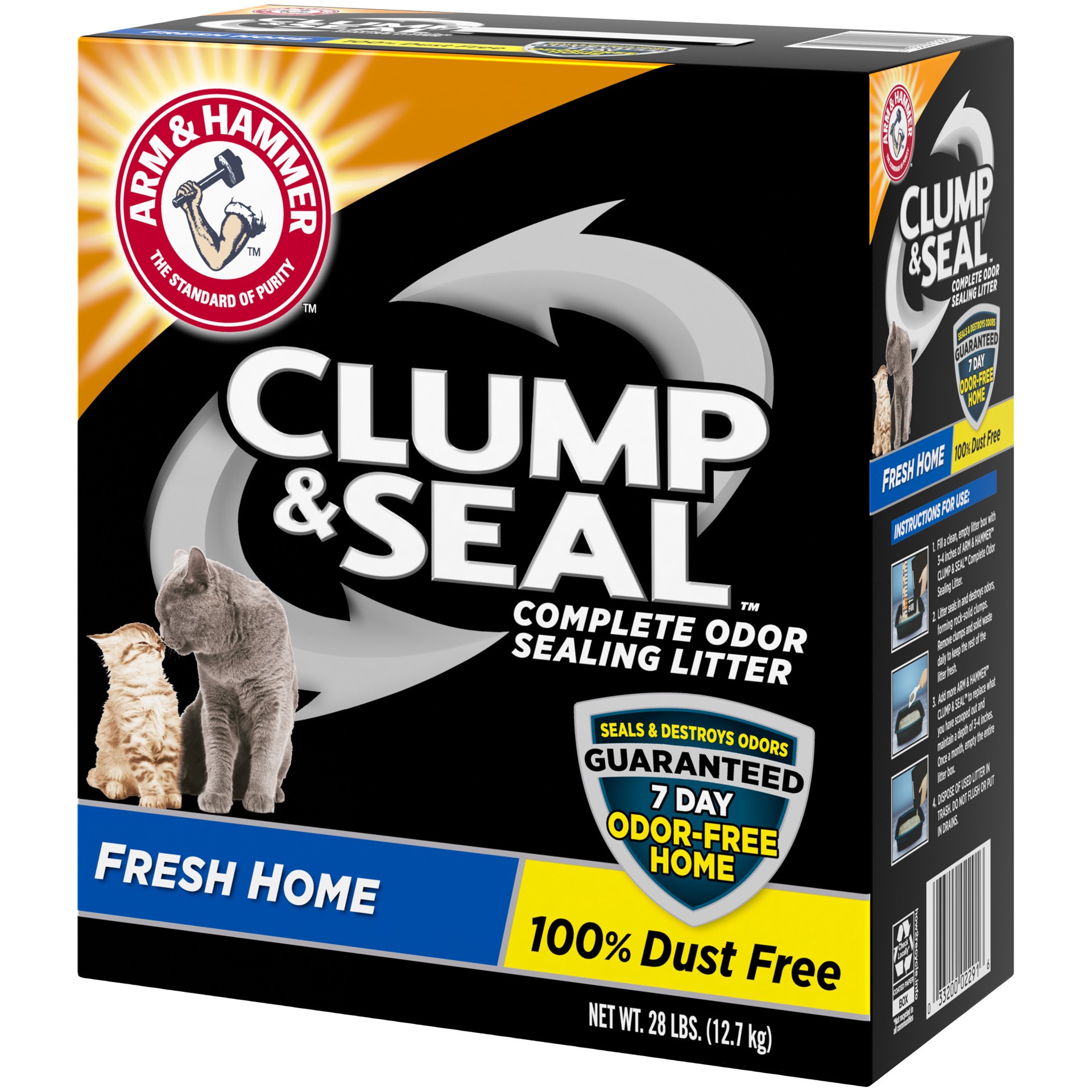 slide 3 of 5, Arm & Hammer Clump  Seal Cat Litter, Fresh Home Scent 28lb, 28 lb