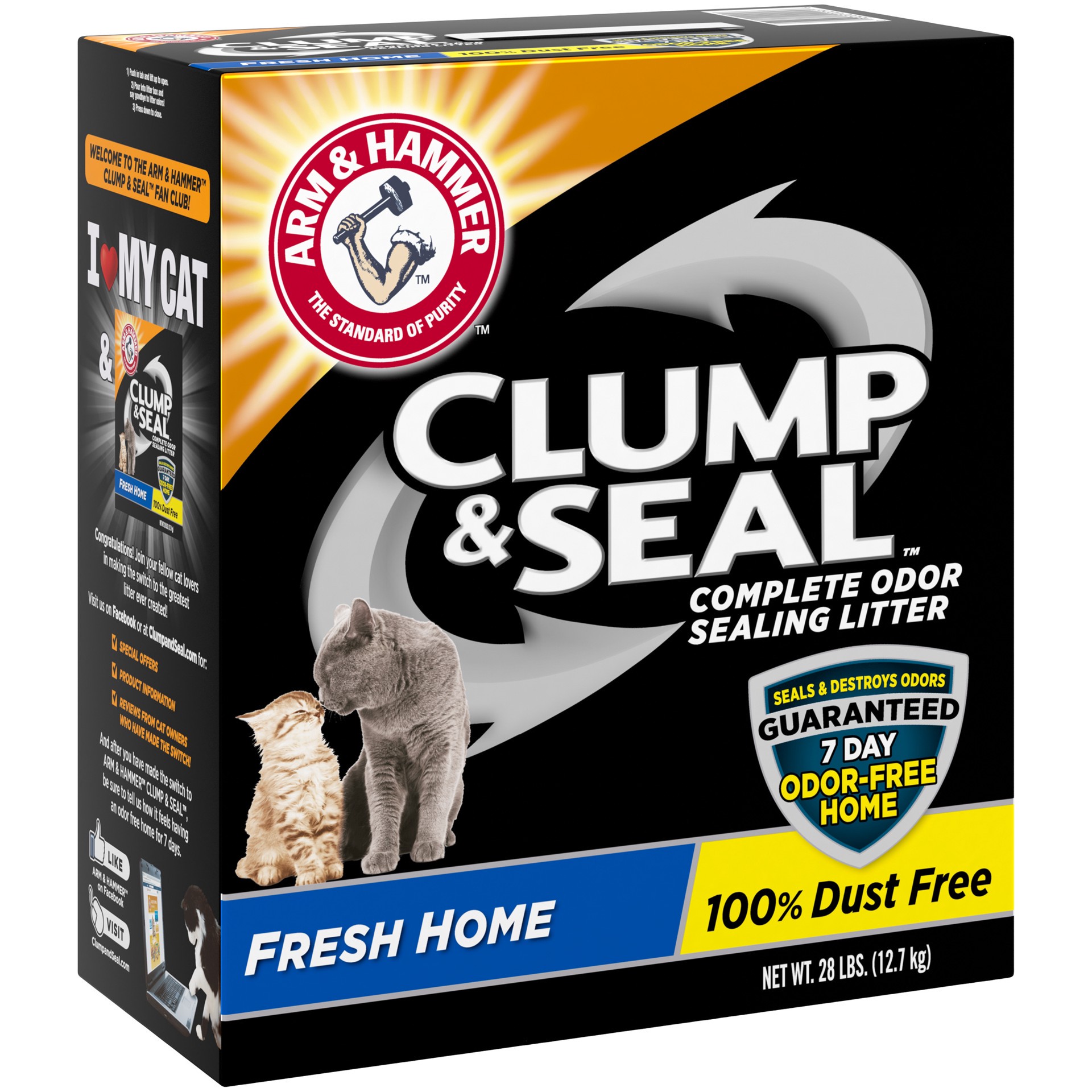 slide 5 of 5, Arm & Hammer Clump  Seal Cat Litter, Fresh Home Scent 28lb, 28 lb