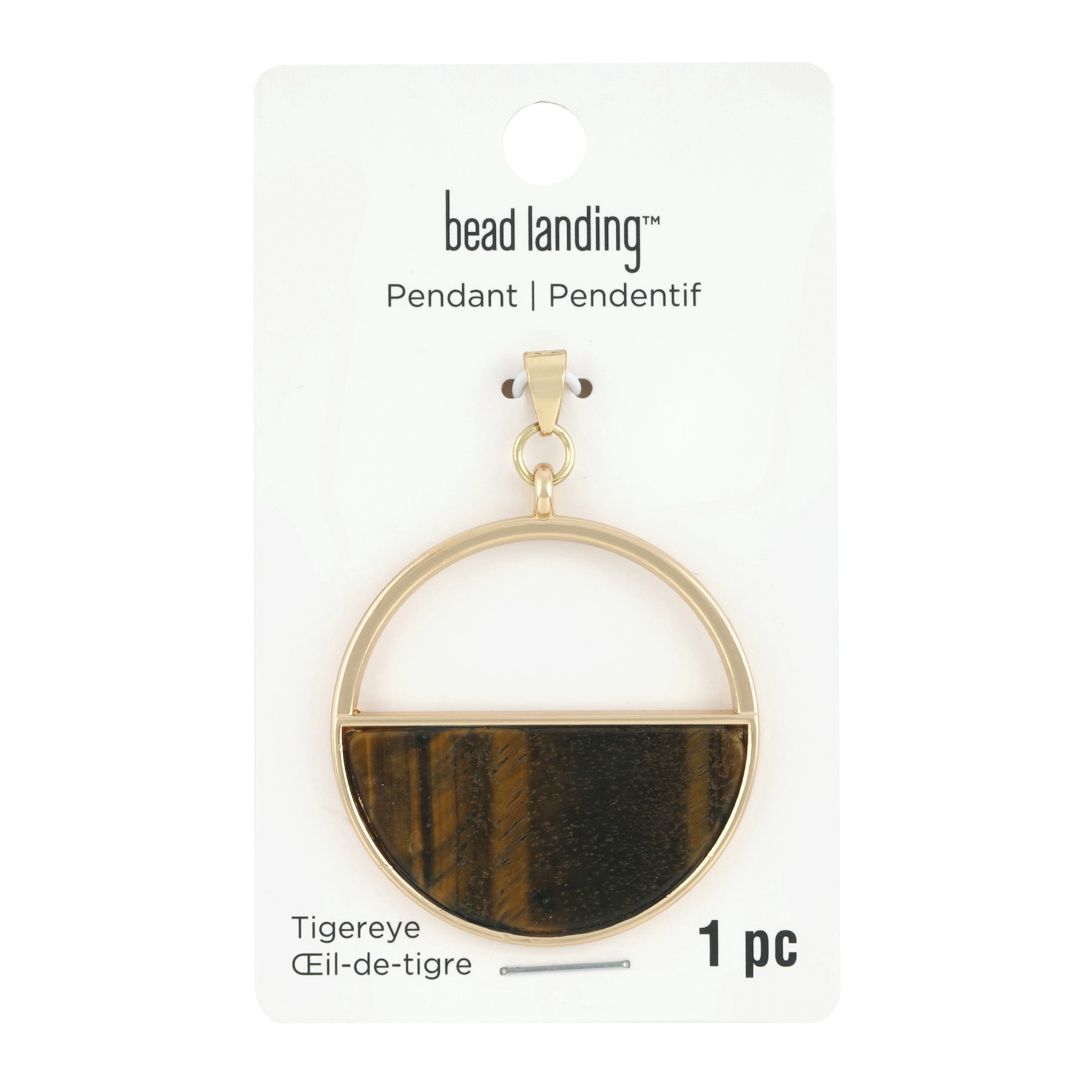 slide 3 of 3, Tiger's Eye Half Circle Pendant By Bead Landing, 47mm x 41.5mm