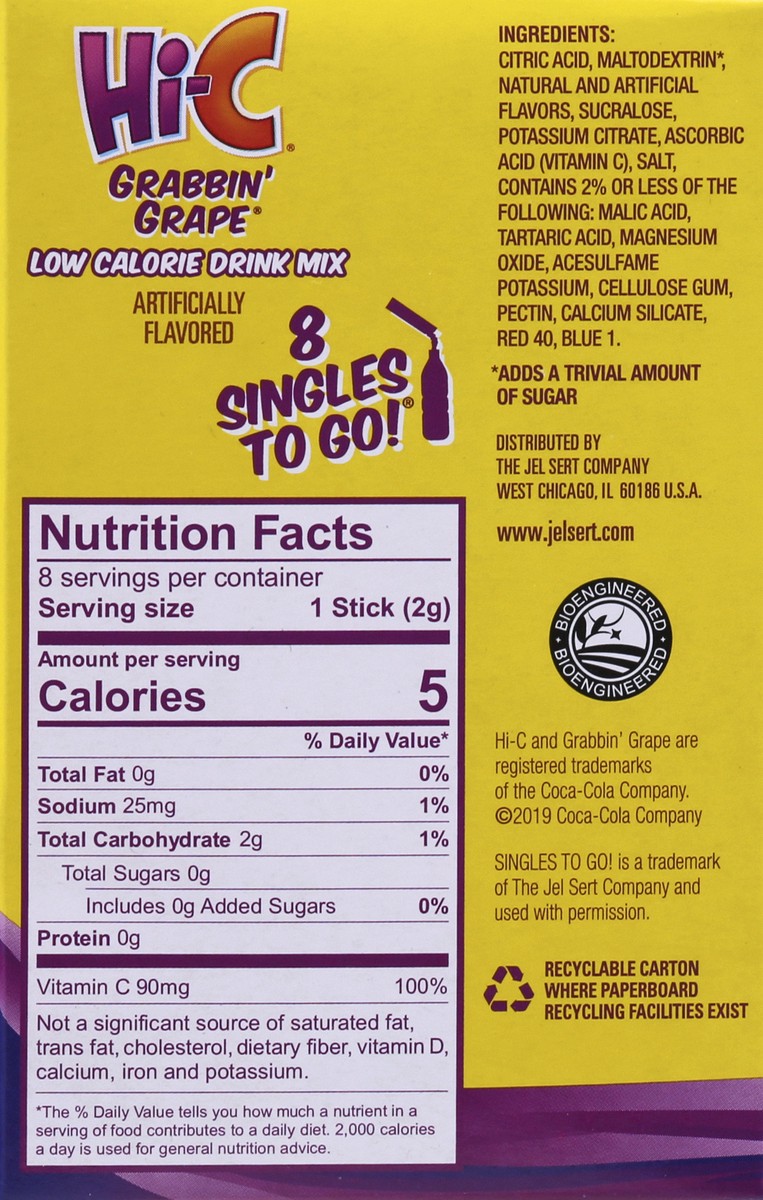 slide 2 of 13, Hi-C Grabbin' Grape Drink Mix - 8 ct, 8 ct