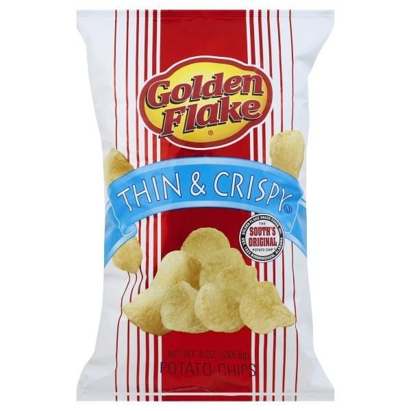 slide 1 of 1, Golden Flake Thin And Crispy Original Potato Chips, 4.62 oz