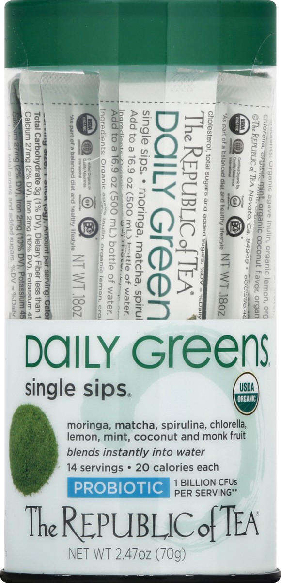 slide 2 of 13, The Republic of Tea Single Sips Daily Greens Tea 14 ea, 14 ct