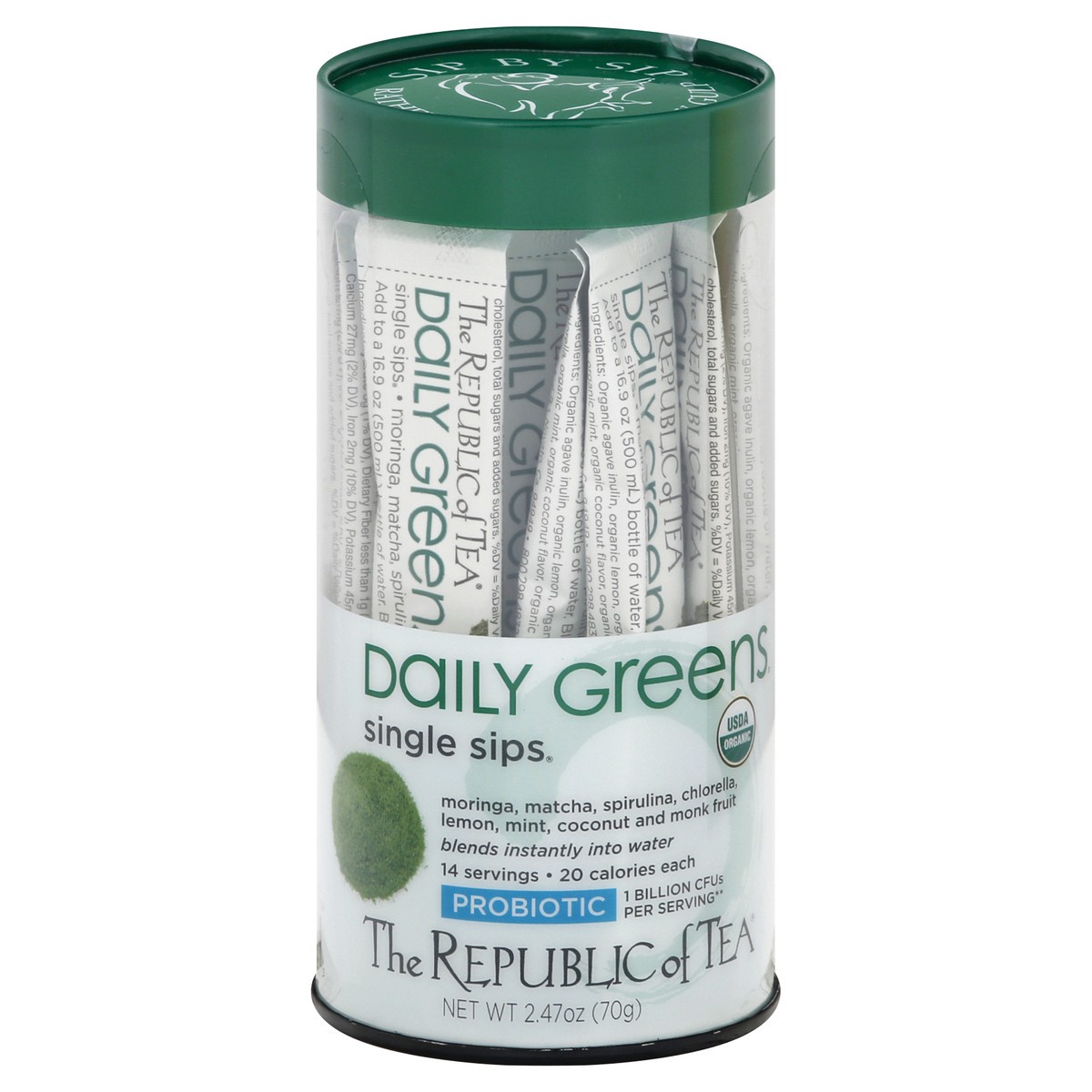 slide 1 of 13, The Republic of Tea Single Sips Daily Greens Tea 14 ea, 14 ct