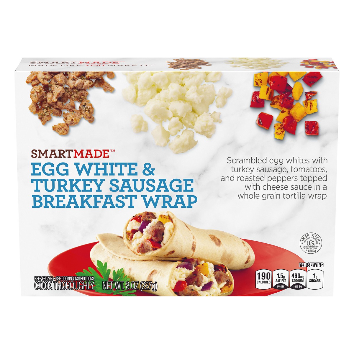 slide 14 of 14, Smart Made Egg White & Turkey Sausage Breakfast Wrap Frozen Meal, 8 oz Box, 8 oz