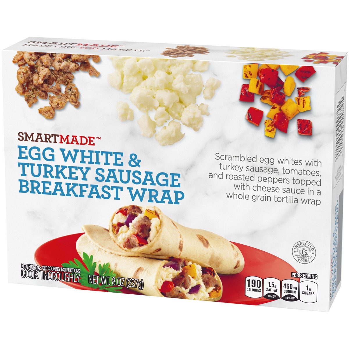 slide 10 of 14, Smart Made Egg White & Turkey Sausage Breakfast Wrap Frozen Meal, 8 oz Box, 8 oz