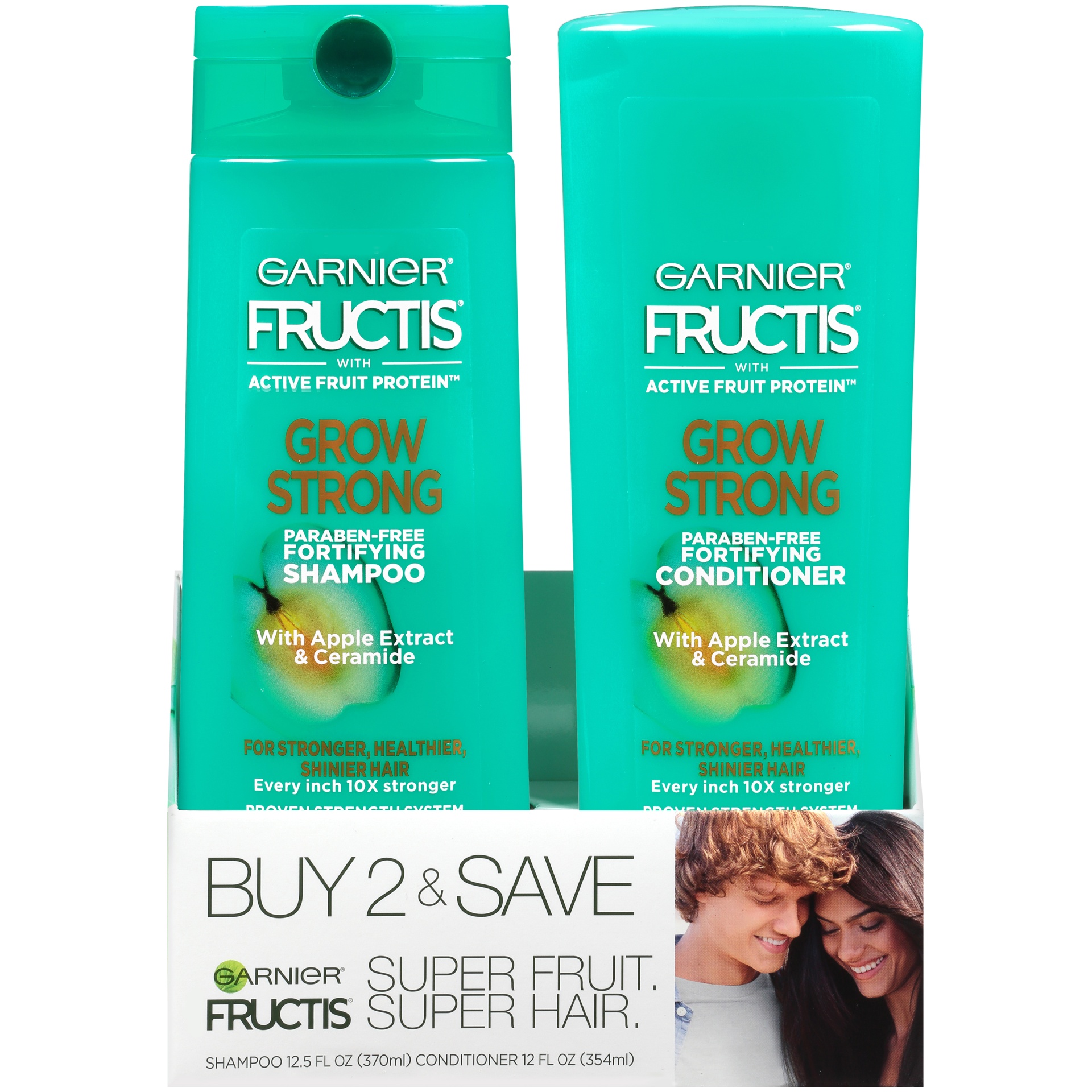 slide 2 of 6, Garnier Fructis Grow Strong Shampoo & Conditioner, 2 ct