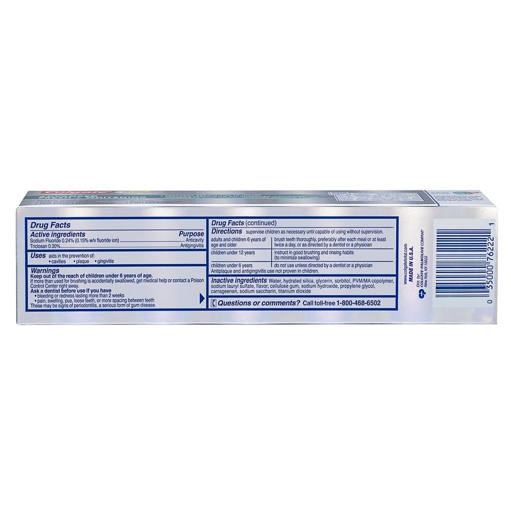 slide 3 of 3, Colgate Total Advanced Fresh + Whitening Anticavity Fluoride  &  Antigingivitis Toothpaste, 5.8 oz