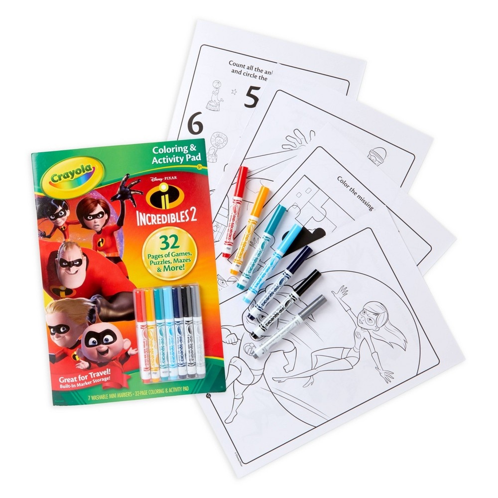 slide 5 of 5, Crayola Incredibles 2 Coloring & Activity Pad w/Markers, 1 ct