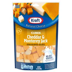 Kraft Cheddar & Monterey Jack Natural Cheese Cubes, 6.4 oz Bag