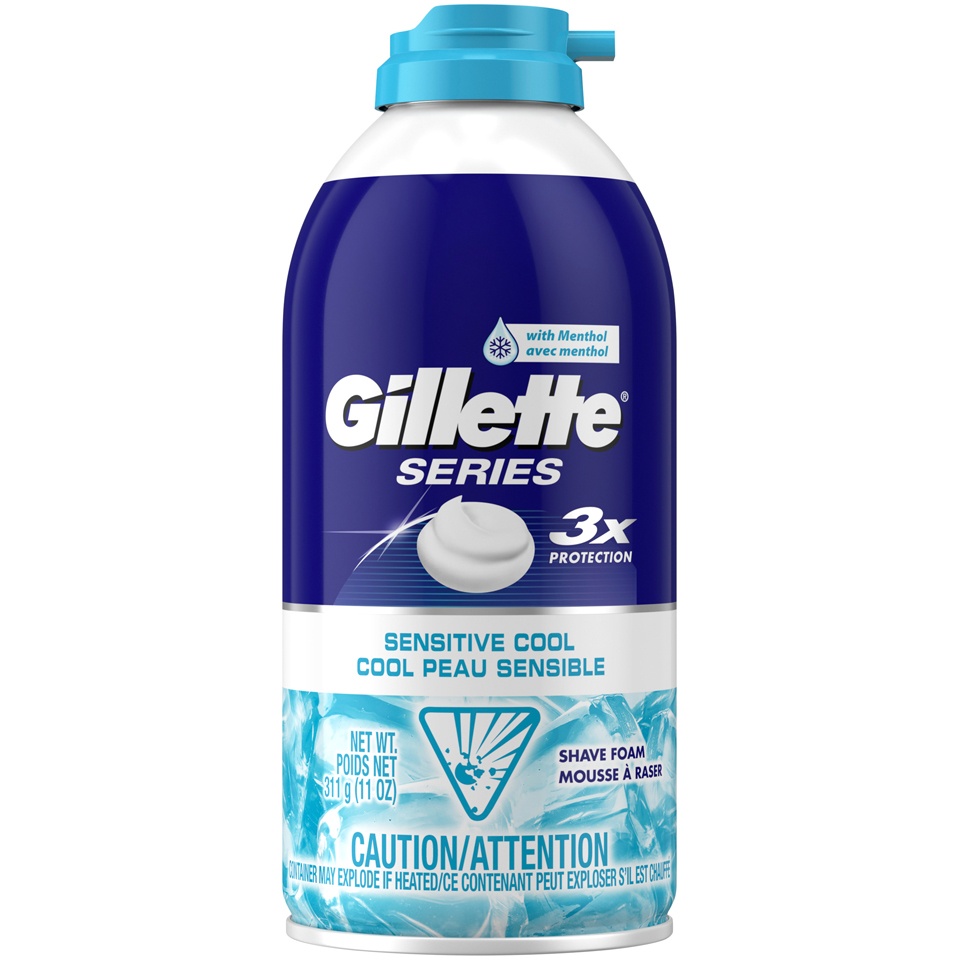 slide 2 of 2, Gillette Series Sensitive Cool Shaving Foam, 11 oz