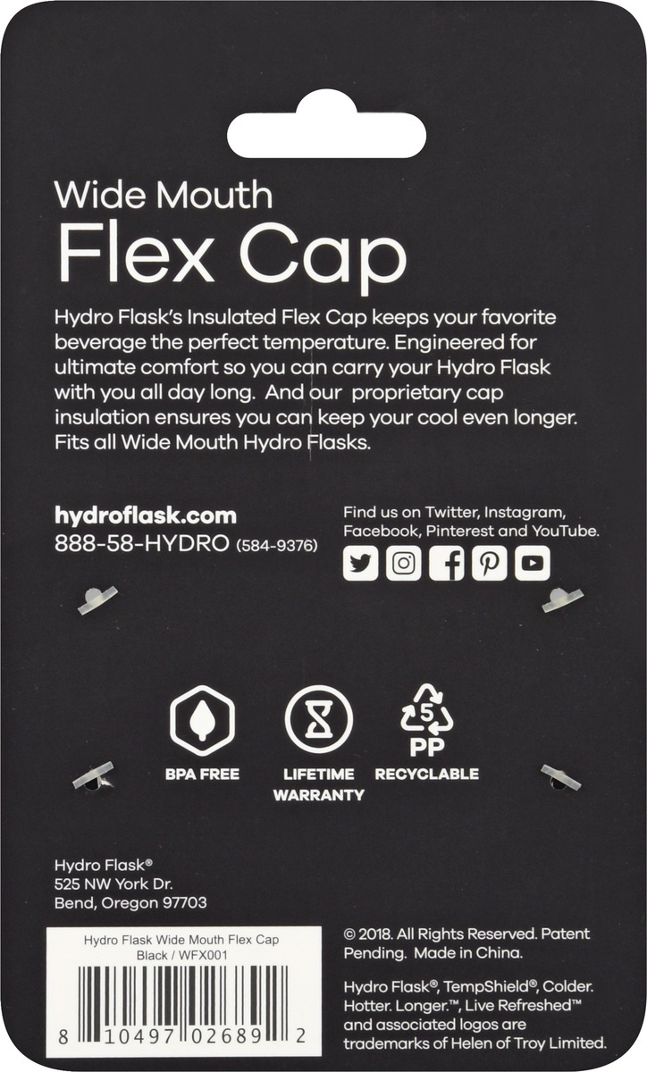 slide 8 of 8, Hydro Flask Cap Wide Mouth Flex Cap, Balck, 1 ct