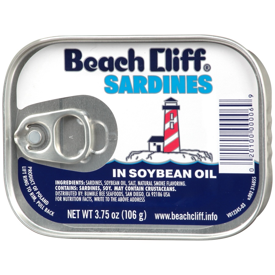 slide 3 of 7, Beach Cliff Sardines in Soybean Oil 3.75 oz, 3.75 oz