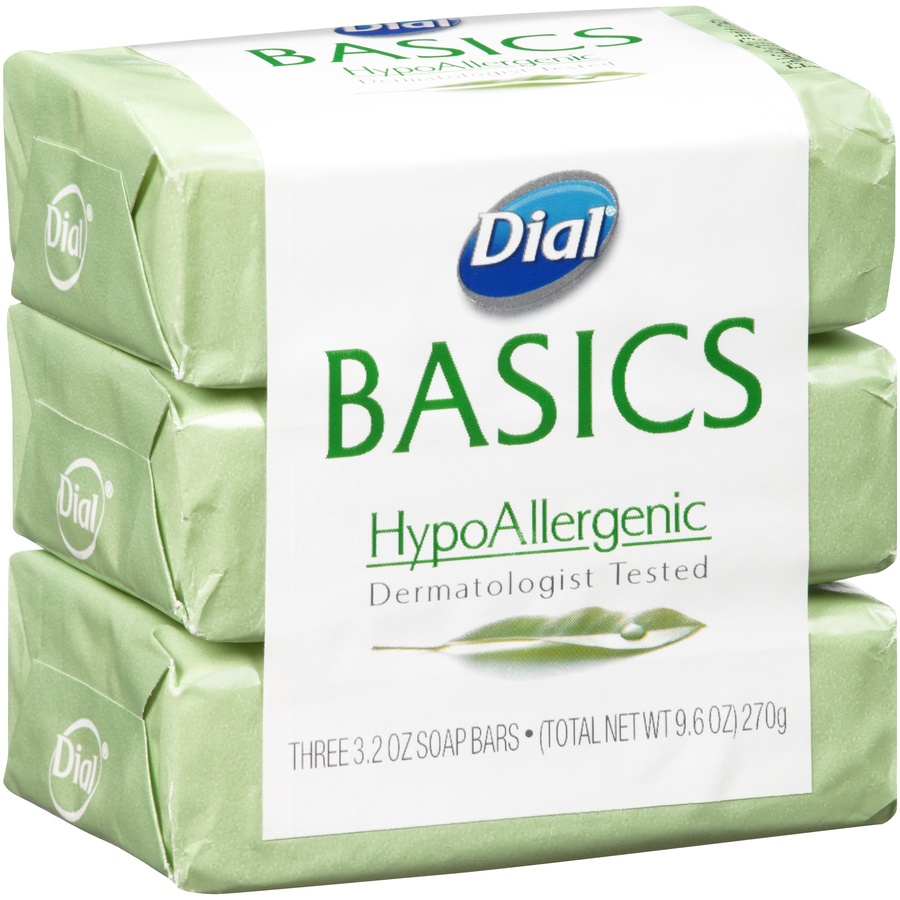 slide 7 of 7, Dial Basics Hypoallergenic Soap, 3 ct; 3.5 oz