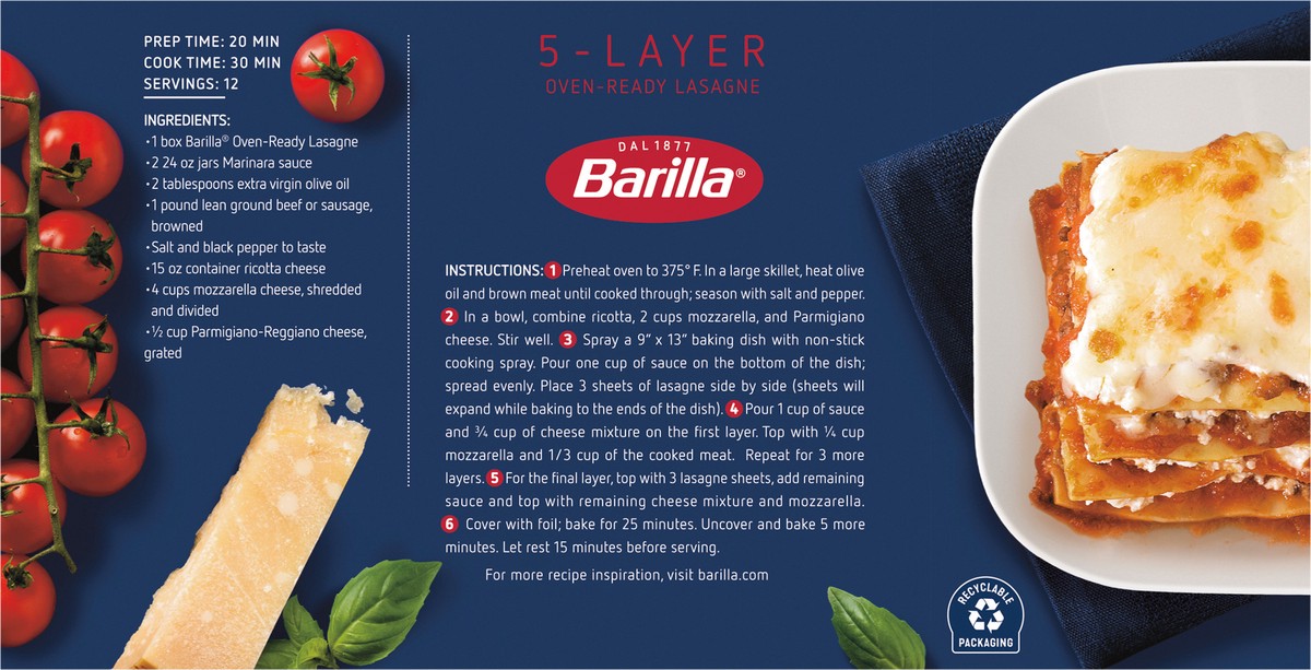slide 8 of 9, Barilla Oven Ready Lasagne Pasta, 9 oz