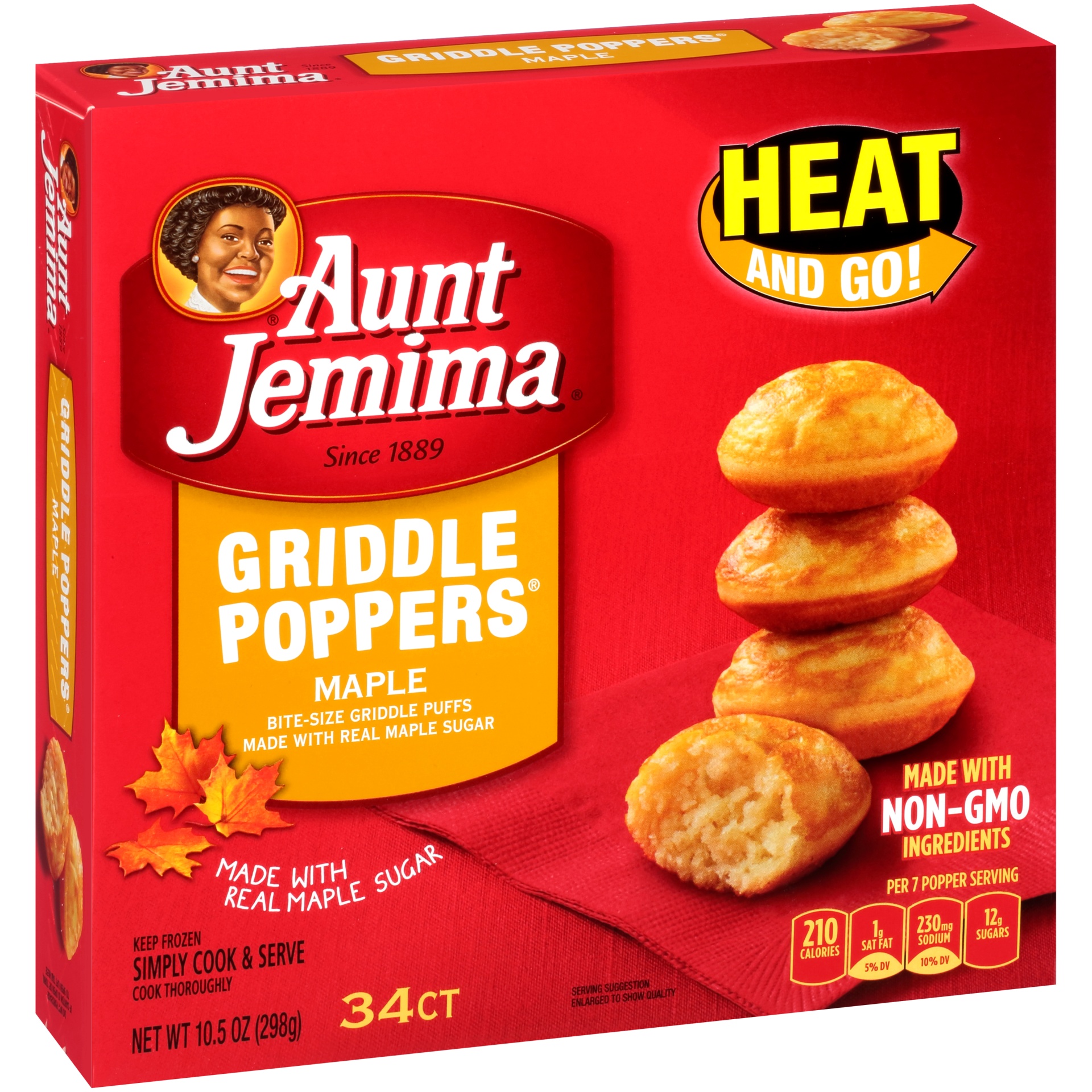 slide 1 of 1, Aunt Jemima Maple Griddle Poppers, 10.5 oz