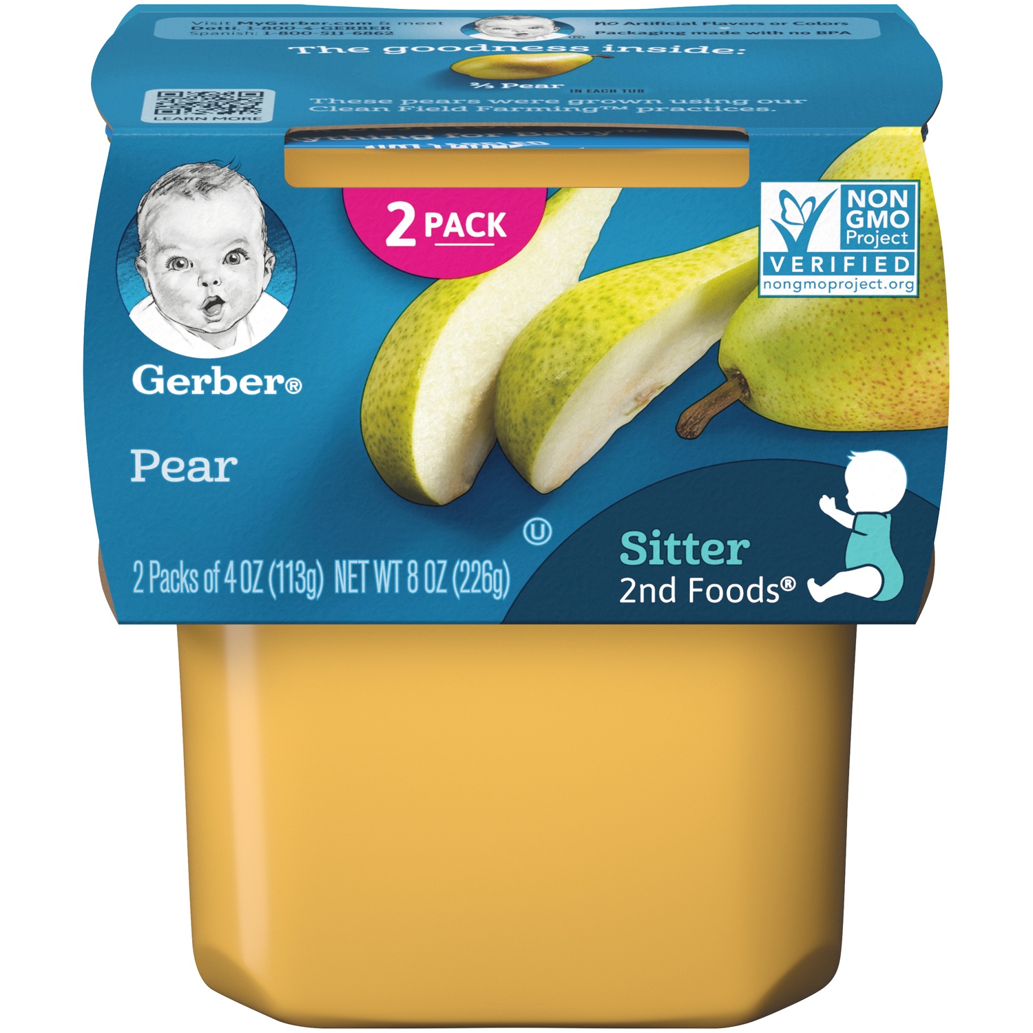 slide 2 of 9, Gerber Sitter 2nd Foods Pear Baby Meals Tubs - 2ct/4oz Each, 2 ct; 4 oz