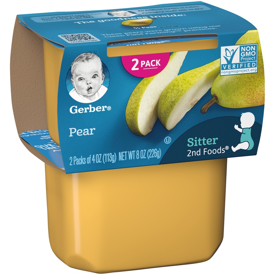 slide 3 of 9, Gerber Sitter 2nd Foods Pear Baby Meals Tubs - 2ct/4oz Each, 2 ct; 4 oz