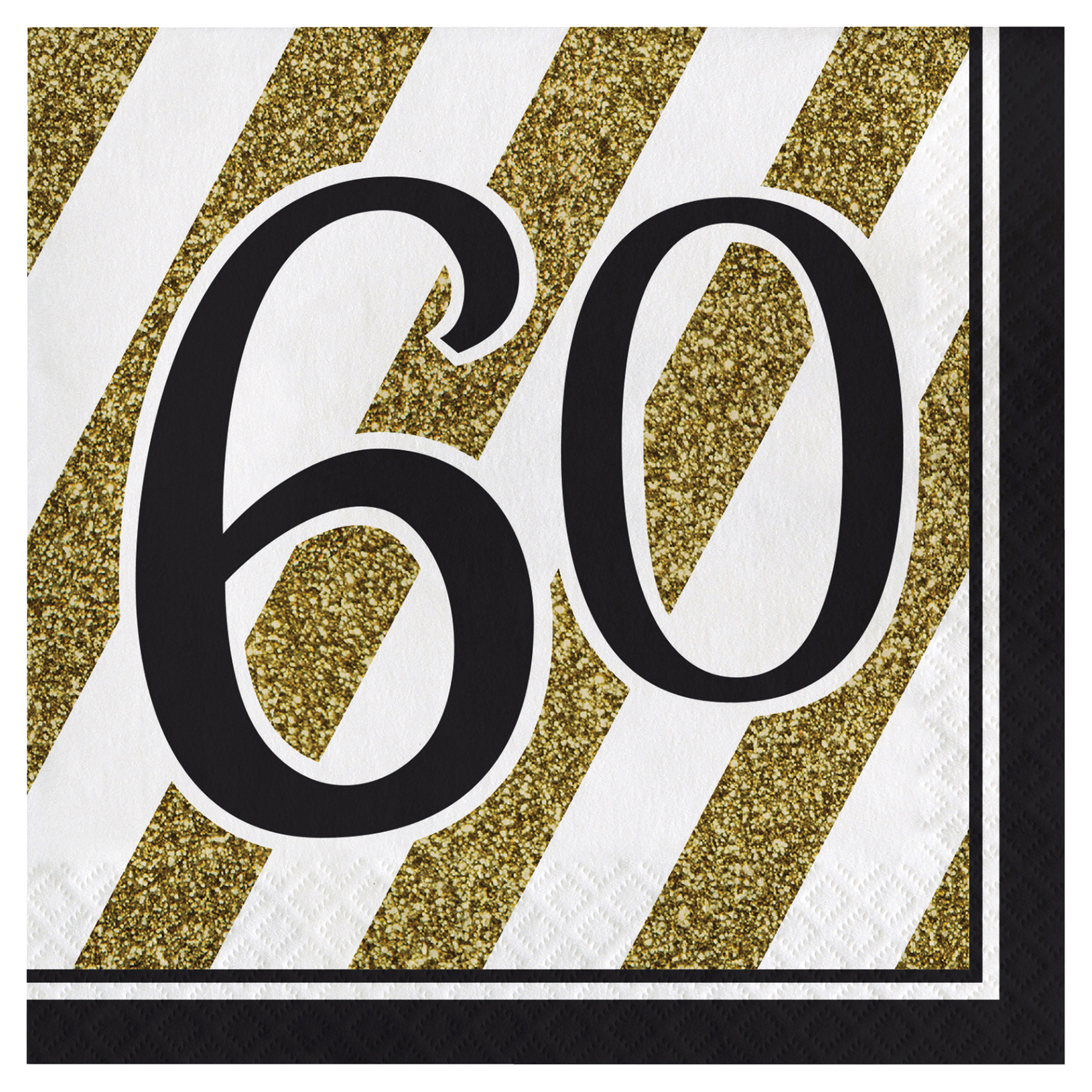 slide 1 of 1, Black & Gold 60th Birthday Napkins, 16 ct