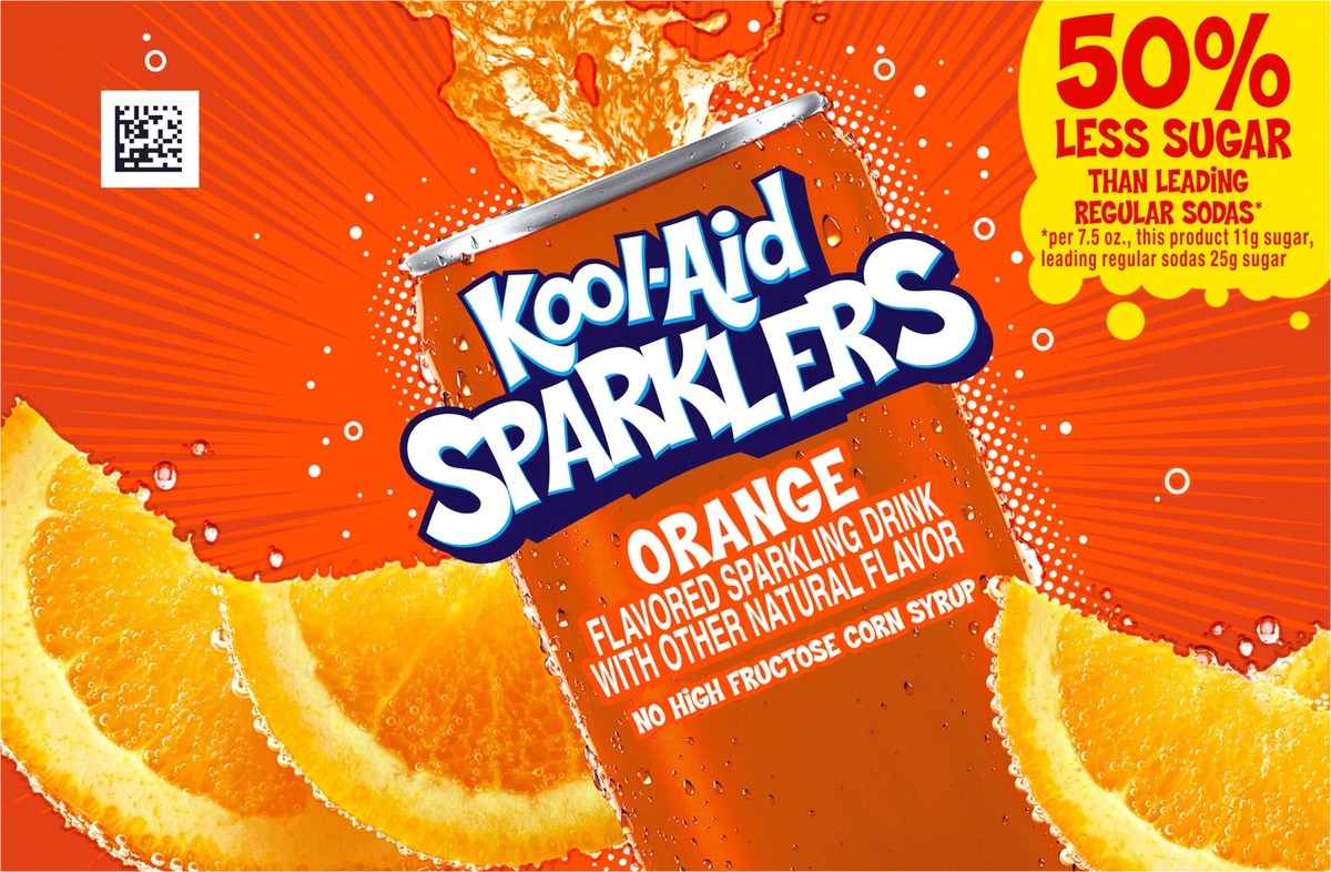 slide 6 of 14, Kool-Aid Sparklers Orange Soda, 6 ct - 7.5 fl oz Cans, 7.5 fl oz