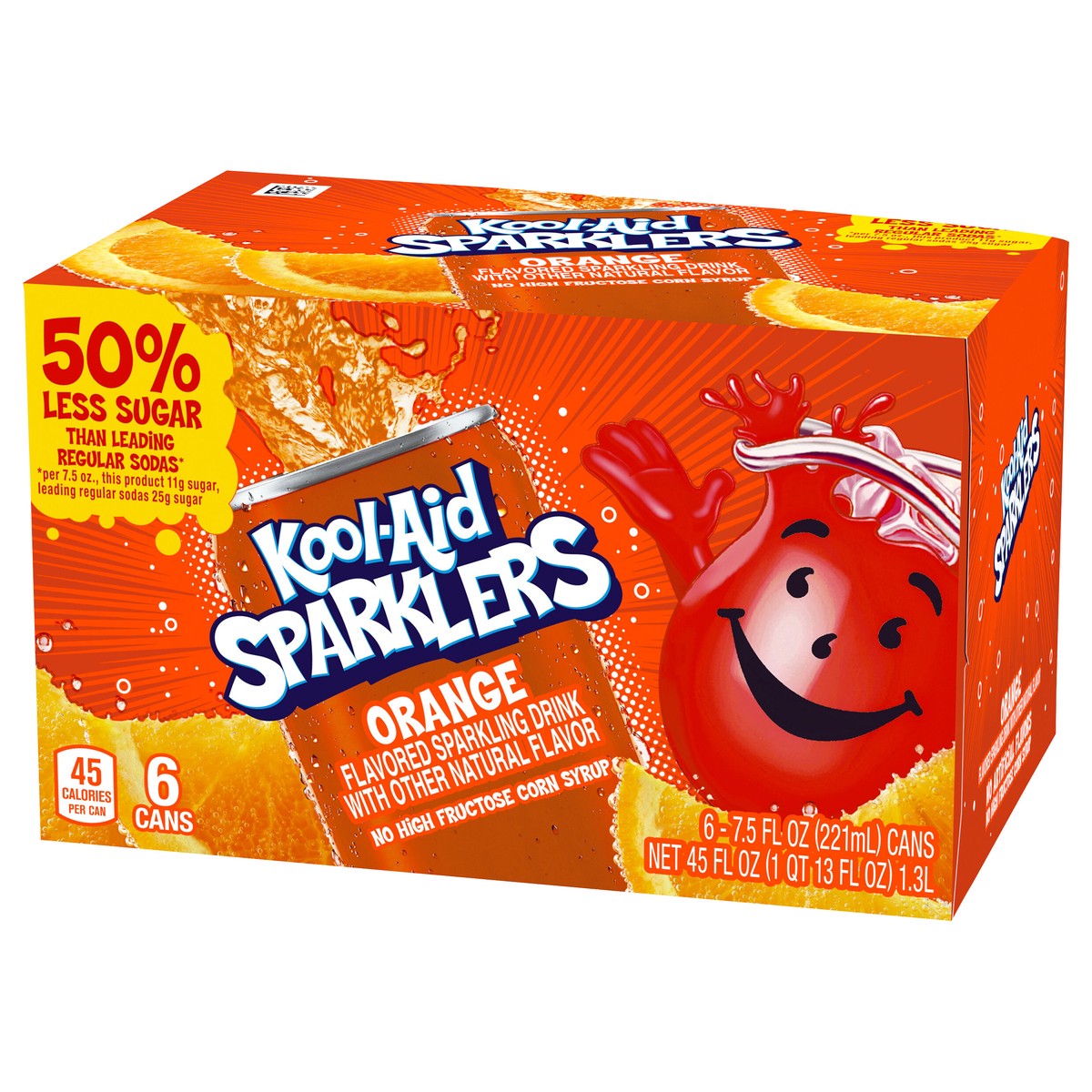 slide 8 of 14, Kool-Aid Sparklers Orange Soda, 6 ct - 7.5 fl oz Cans, 7.5 fl oz