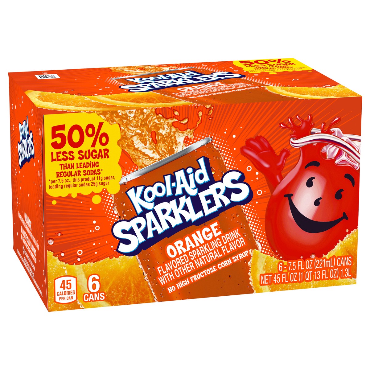 slide 11 of 14, Kool-Aid Sparklers Orange Soda, 6 ct - 7.5 fl oz Cans, 7.5 fl oz