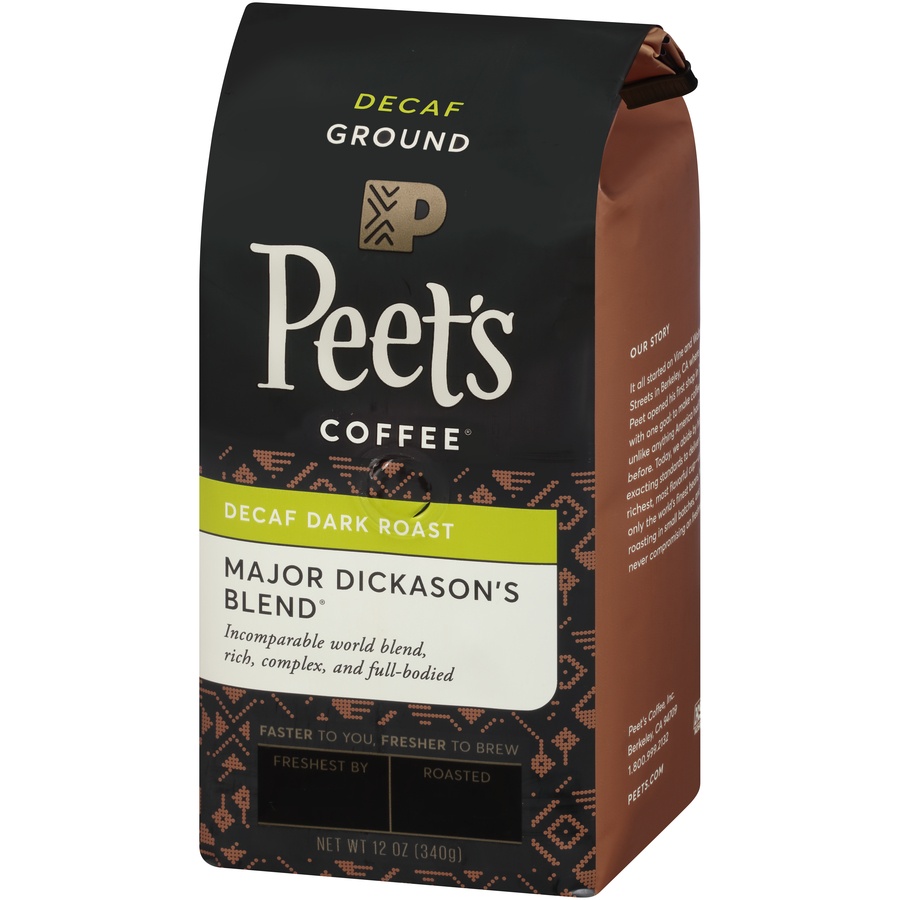 slide 3 of 6, Peet's Coffee Decaf Major Dickason's Blend Dark Roast Ground Coffee, 12 oz