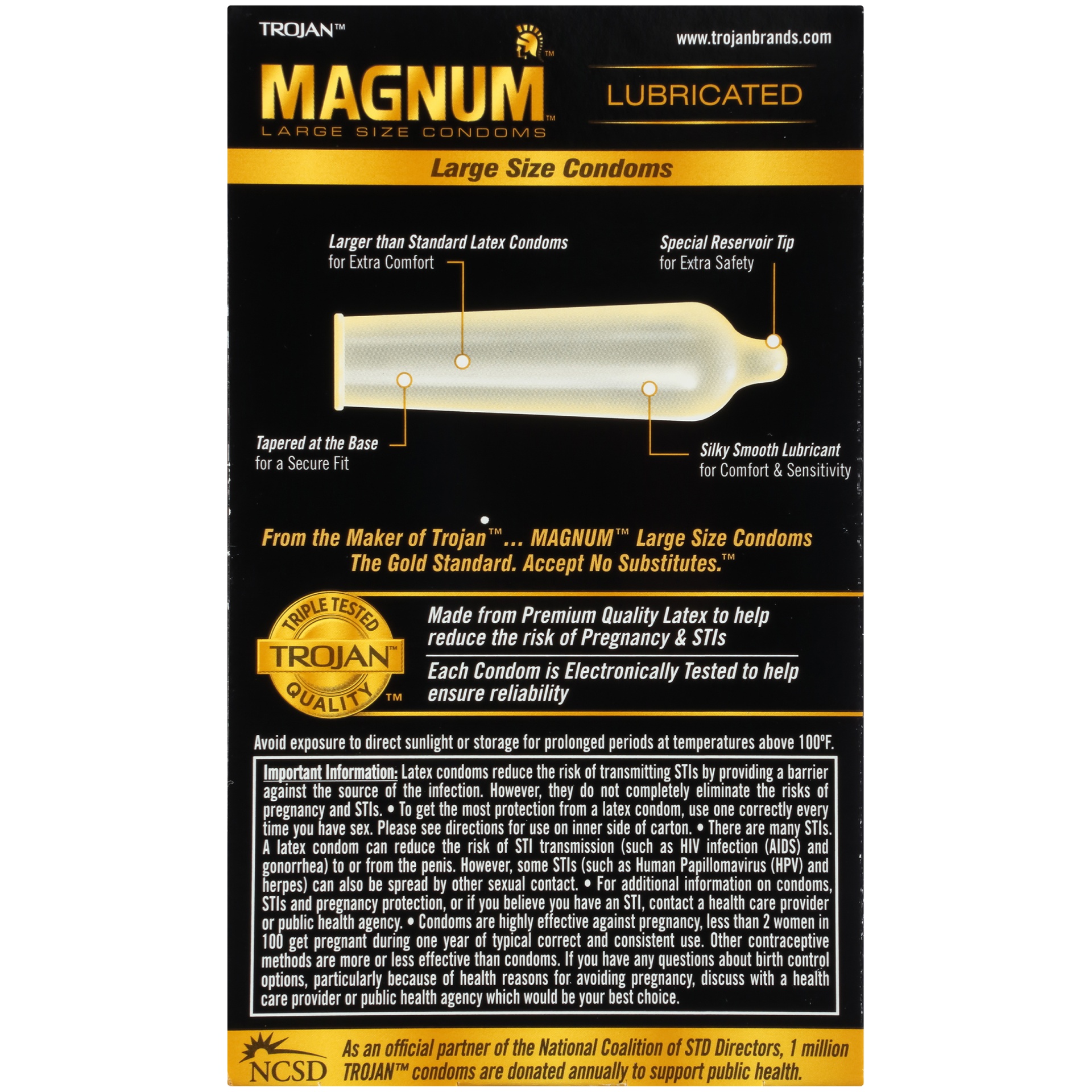 slide 5 of 6, Trojan Magnum Large Size Lubricated Condoms - 12ct, 12 ct