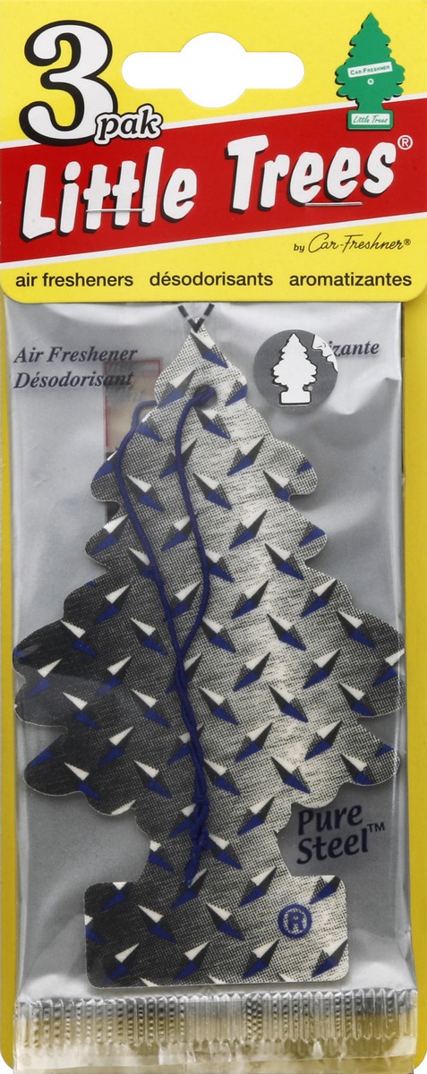 slide 2 of 3, Little Trees Car Freshener, Pure Steel, 3 ct