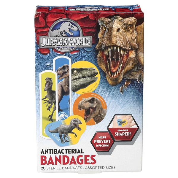 slide 1 of 1, Jurassic World Antibacterial Bandages, 20 ct