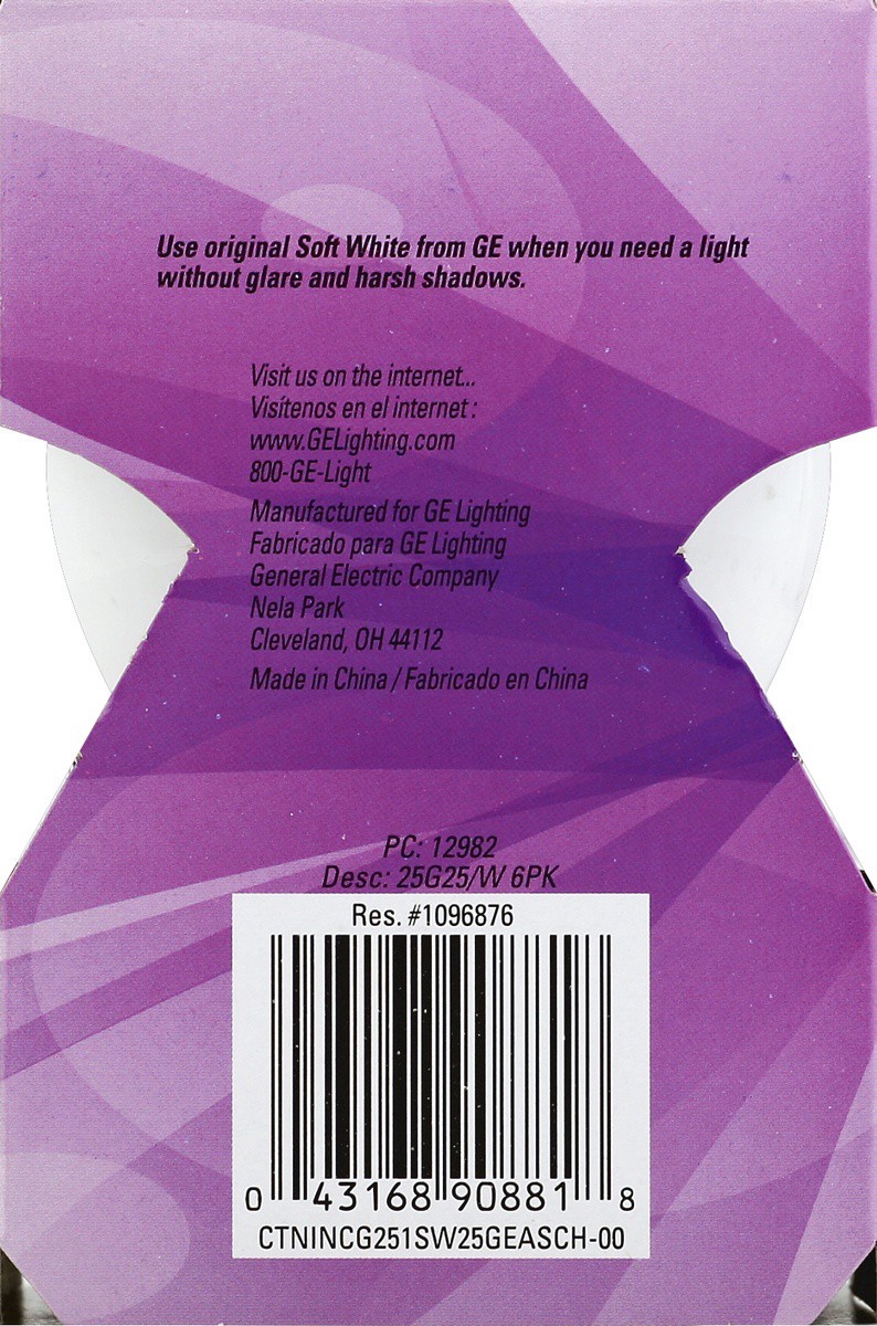 slide 3 of 4, GE Soft White 25W Decorative Medium Base Globe Bulb, 1 ct