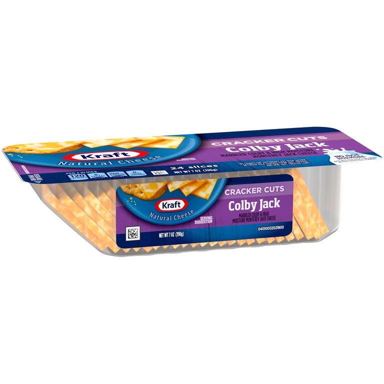 slide 2 of 6, Kraft Cracker Cuts Colby Jack Marbled Cheese Slices Tray, 7 oz
