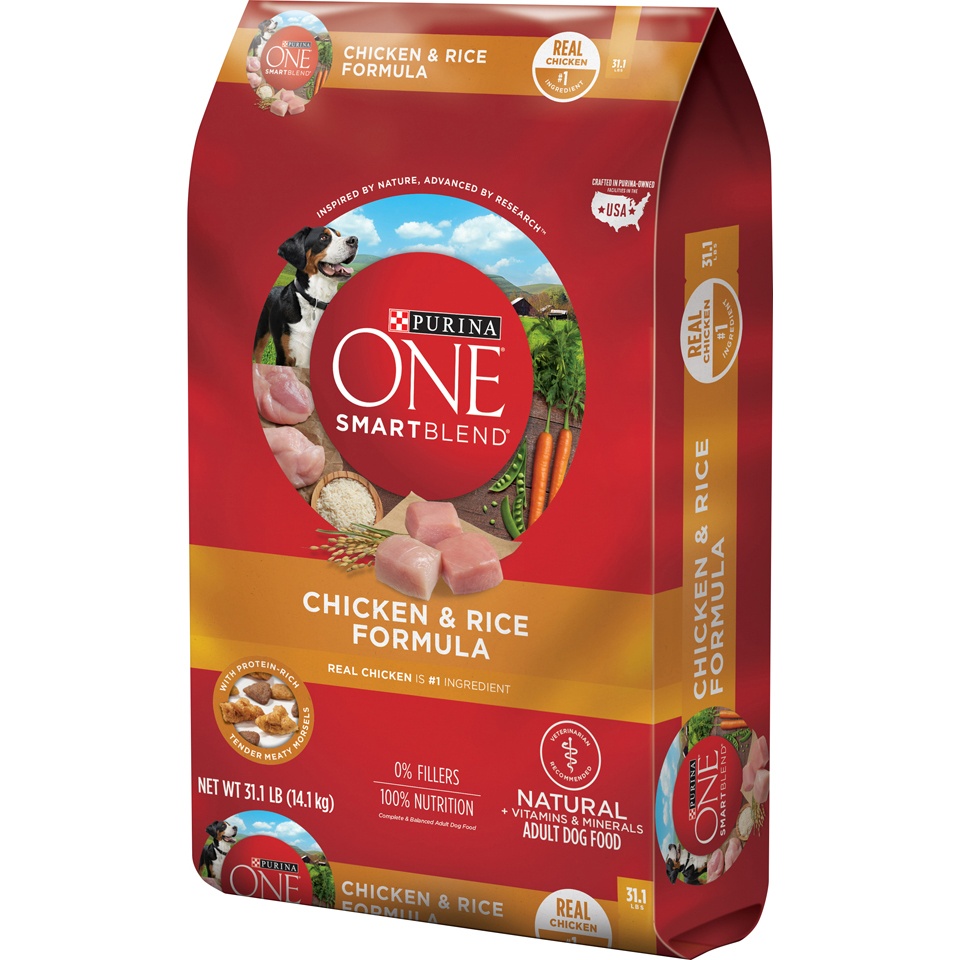 slide 3 of 9, Purina ONE SmartBlend Natural Dry Dog Food with Chicken & Rice - 31.1lbs, 31.1 lb
